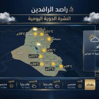 حالة الطقس ودرجات الحرارة في العراق اليوم